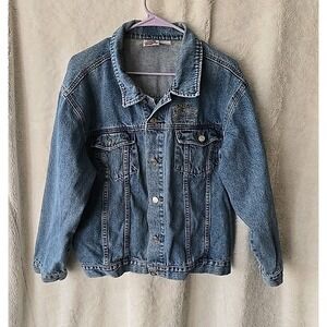 Vintage 90s Planet Hollywood Las Vegas Denim Trucker Jean Jacket Mens Size L Y2K